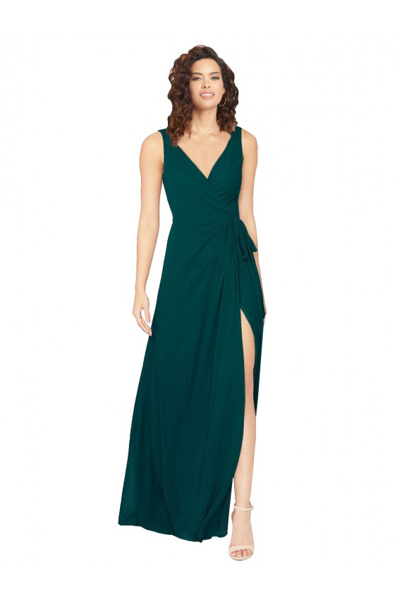 Long Hunter Sleeveless A-Line V-Back Bridesmaid Dress / Evening Gowns Leeds