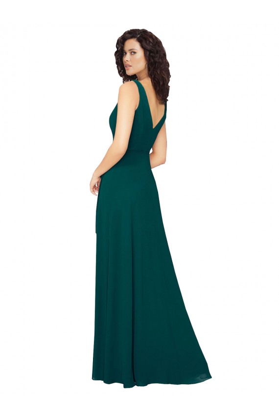 Long Hunter Sleeveless A-Line V-Back Bridesmaid Dress / Evening Gowns Leeds