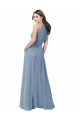 Long Dusty Blue Sleeveless A-Line Chiffon Bridesmaid Formal Dress Leeds