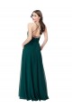 Long Hunter Green Sleeveless A-Line Open Back Wedding Party Dress Leeds