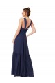 Long Full Length Dark Navy Sleeveless A-Line V-Back Formal Dress / Bridesmaid Dress Leeds