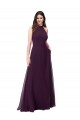 Long Grape Sleeveless A-Line Keyhole Back Bridesmaid Dress Leeds