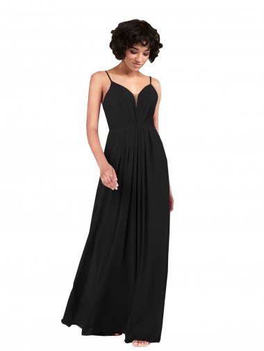 Long Black Sleeveless Column Open Back Formal Evening Gown / Bridesmaid Dress Leeds