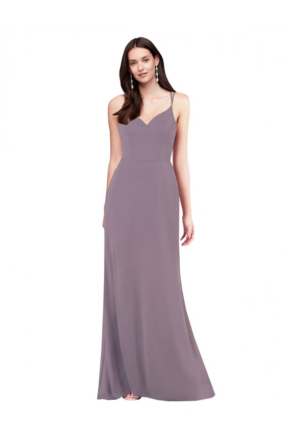 Long Dark Lavender Sleeveless Column Open Back Formal Evening Gown / Bridesmaid Dress Leeds