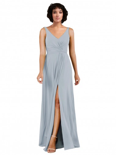 Long Sea Glass Sleeveless Column Low Back Bridesmaid Dress Leeds