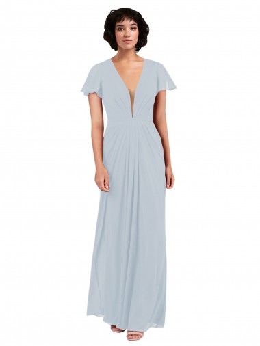 Long Sea Glass Cap Sleeves A-Line Bridesmaid Dress / Formal Dress Leeds
