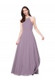 Long Dark Lavender Sleeveless A-Line Keyhole Back Bridesmaid Dress / Evening Dress Leeds