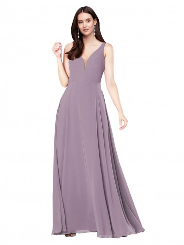 Long Dark Lavender Sleeveless Sheath V-Back Formal Evening Gown / Bridesmaid Dress Leeds