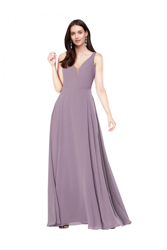 Long Dark Lavender Sleeveless Sheath V-Back Formal Evening Gown / Bridesmaid Dress Leeds