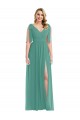Long Icelandic Silver Sleeveless A-Line V-Back Semi Formal Evening Dress / Bridesmaid Dress Leeds