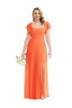 Long Tangerine Tango Flutter Sleeves A-Line Open Back Semi Formal Evening Dress / Bridesmaid Dress Leeds