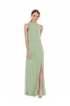 Long Smoke Green Sleeveless A-Line Semi Formal Evening Dress / Bridesmaid Dress Leeds