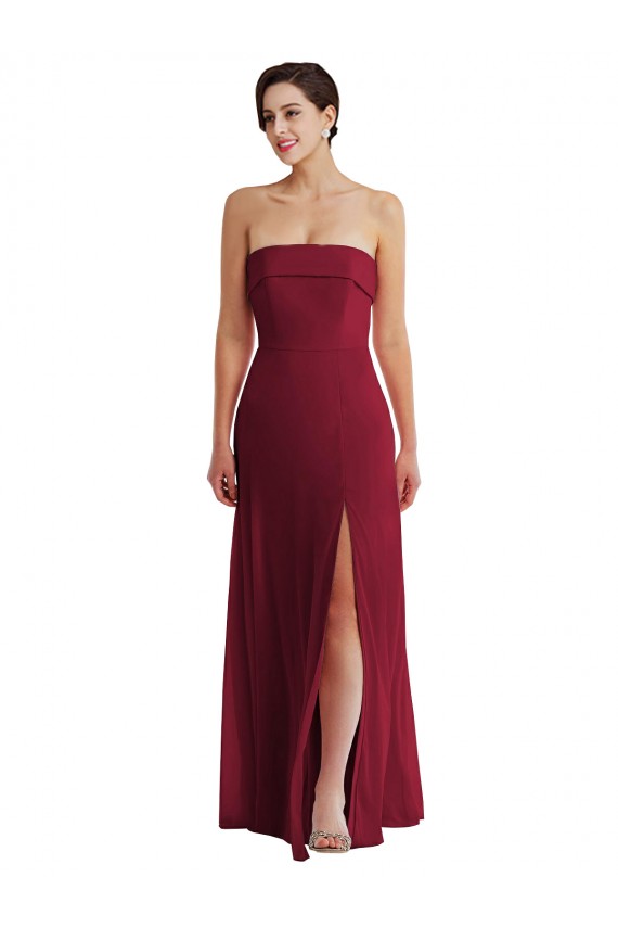 Long Burgundy Sleeveless A-Line Low Back Formal Evening Gown / Bridesmaid Dress Leeds