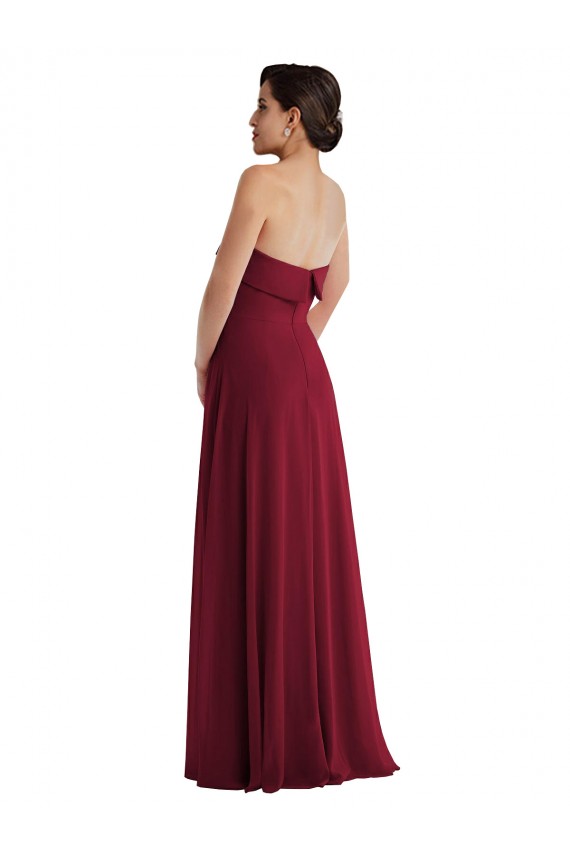 Long Burgundy Sleeveless A-Line Low Back Formal Evening Gown / Bridesmaid Dress Leeds