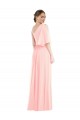 Long Pink Bell Sleeves A-Line Semi Formal Evening Dress / Bridesmaid Dress Leeds