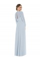 Long Sea Glass Puff Sleeves A-Line Keyhole Back Formal Evening Gown / Bridesmaid Dress Leeds