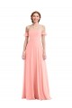 Long Salmon Flutter Sleeves A-Line Semi Formal Evening Dress / Bridesmaid Dress Leeds