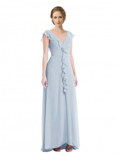 Long Sea Glass Sleeveless A-Line V-Back Black Tie Evening Gown / Bridesmaid Dress Leeds