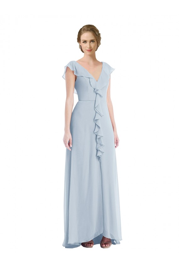 Long Sea Glass Sleeveless A-Line V-Back Black Tie Evening Gown / Bridesmaid Dress Leeds
