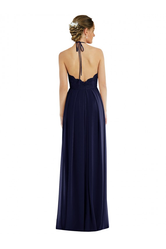 Long Dark Navy Sleeveless A-Line Open Back Semi Formal Evening Dress / Bridesmaid Dress Leeds