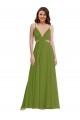 Long Olive Green Sleeveless A-Line Open Back Plus Size Evening Gown / Bridesmaid Dress Leeds