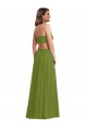 Long Olive Green Sleeveless A-Line Open Back Plus Size Evening Gown / Bridesmaid Dress Leeds