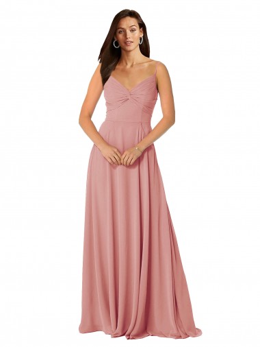 Long Bliss Pink Sleeveless A-Line V-Back Bridesmaid Dress Leeds