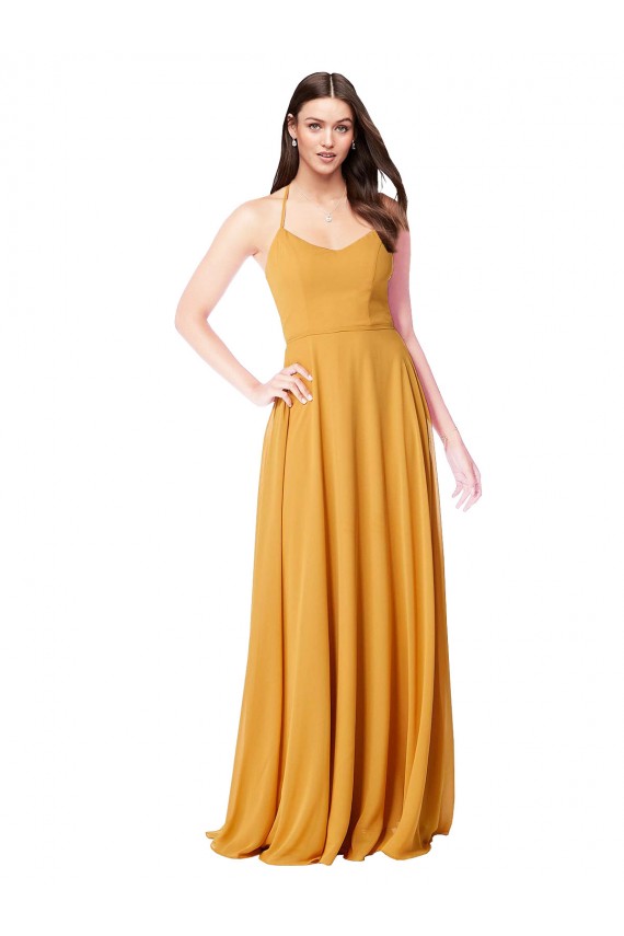 Long Saffron Sleeveless A-Line Formal Dress / Bridesmaid Dress Leeds