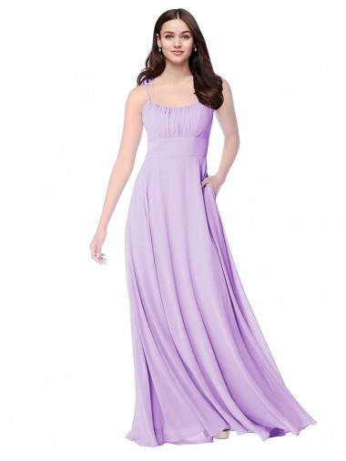 Long Lilac Sleeveless A-Line Soft Chiffon Bridal Party Dress Leeds
