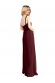 Long Burgundy Gold Sleeveless A-Line Low Back Bridesmaid Dress Leeds