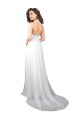 Sweep Train White Sleeveless A-Line Low Back Beach Wedding Dress Leeds