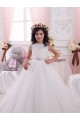 Chapel Train Ivory Sleeveless Ball Gown V-Back Flower Girl Dress Leeds