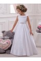 Long Ivory Sleeveless Ball Gown Satin & Lace Flower Girl Dresses Leeds