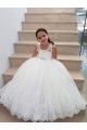 Long Ivory Sleeveless Ball Gown Keyhole Back Flower Girl Dress Leeds