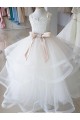Long Ivory Sleeveless Ball Gown Tulle & Lace Flower Girl Wedding Dress Leeds