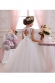 Long Ivory Sleeveless Ball Gown Keyhole Back Tulle & Lace Little Flower Girl Dresses Leeds