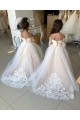Chapel Train Ivory Long Sleeves Ball Gown Little Flower Girl Dress Leeds