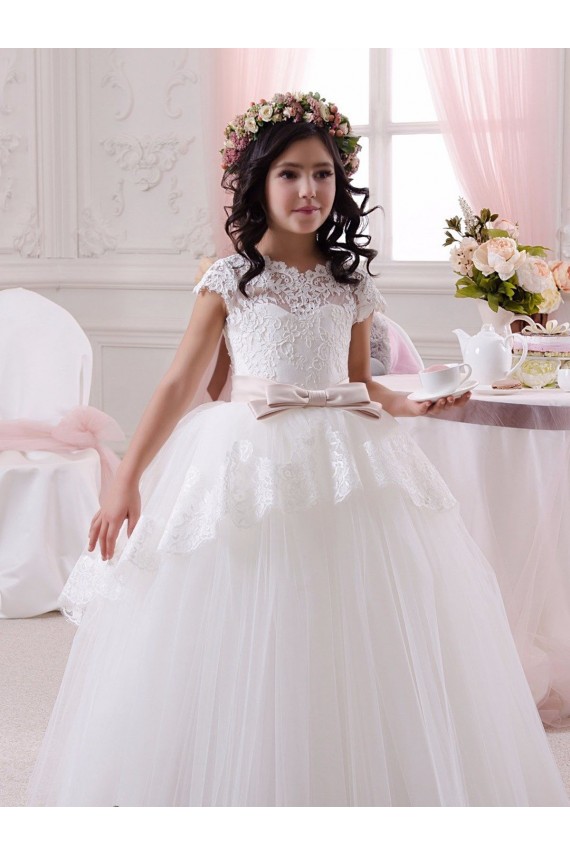 Long Ivory Sleeveless Ball Gown Flower Girl Dresses Leeds