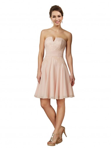 Knee Length Pink Sleeveless A-Line Bridesmaid Dress Leeds