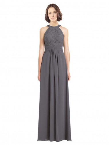 Long Stormy Silver Sleeveless A-Line Bridesmaid Dress Leeds