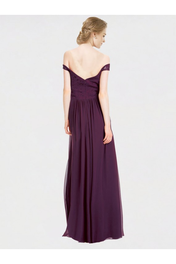 Long Grape Sleeveless A-Line Low Back Bridesmaid Dress Leeds