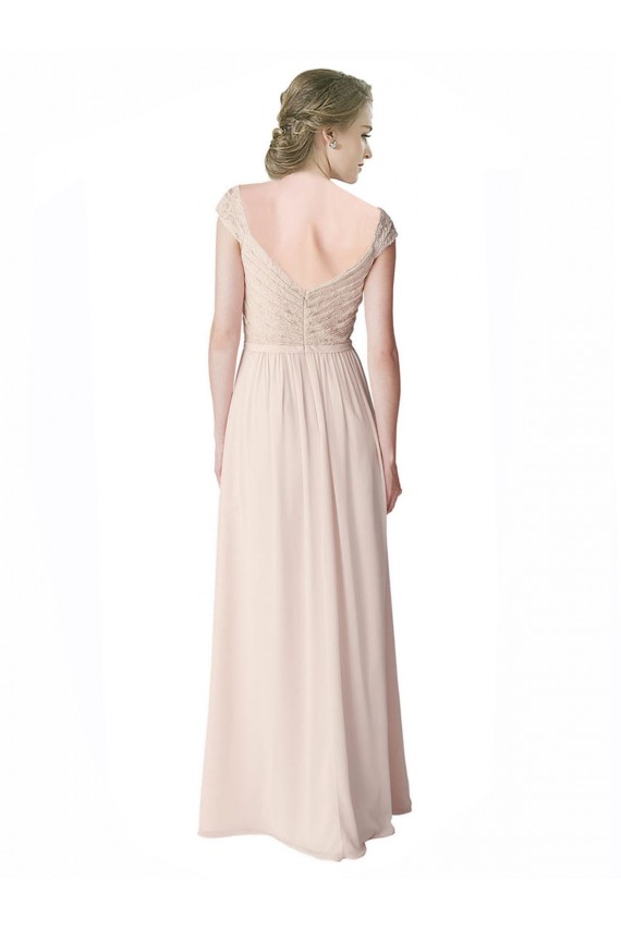 Long Mint Green Cap Sleeves A-Line V-Back Bridesmaid Dress Leeds