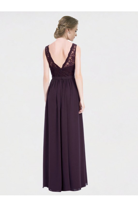 Long Grape Sleeveless A-Line V-Back Bridesmaid Dress / Evening Dress Leeds