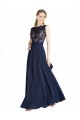Long Dark Navy Sleeveless A-Line V-Back Prom Dress / Bridesmaid Dress Leeds