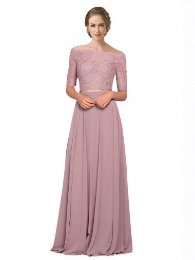 Short Sleeves Long A-Line Prom Dress / Bridesmaid Dress Leeds