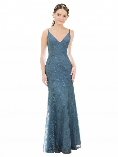Long Sleeveless Sheath Open Back Lace Bridesmaid Dress Leeds