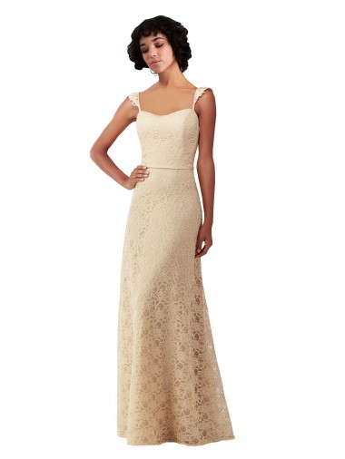Long Champagne Sleeveless A-Line Bridesmaid Dress Leeds