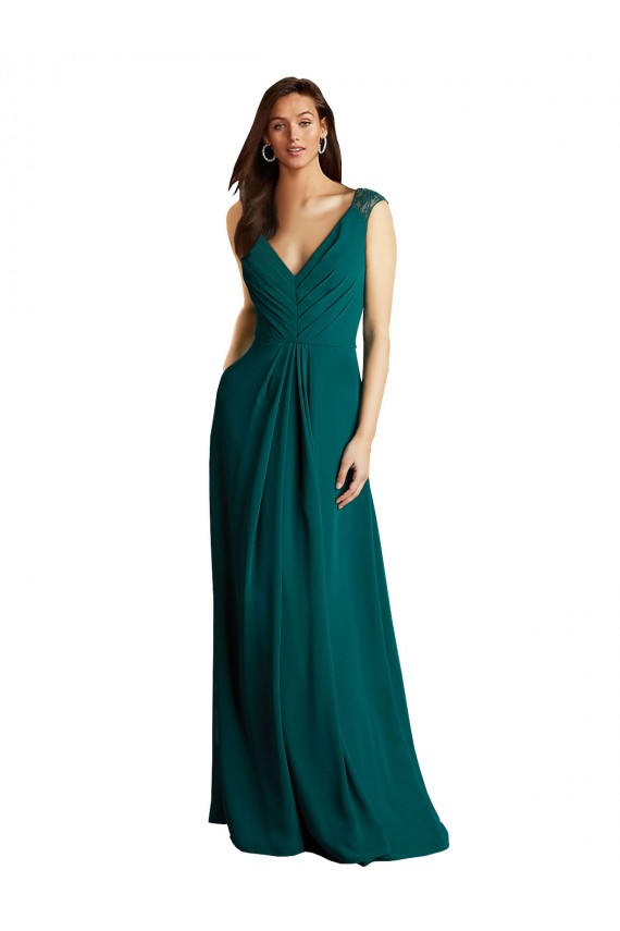 Long Hunter Sleeveless A-Line Open Back Bridesmaid Dress Leeds