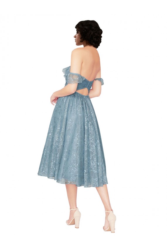 Knee Length Sleeveless A-Line Keyhole Back Bridesmaid Dress Leeds