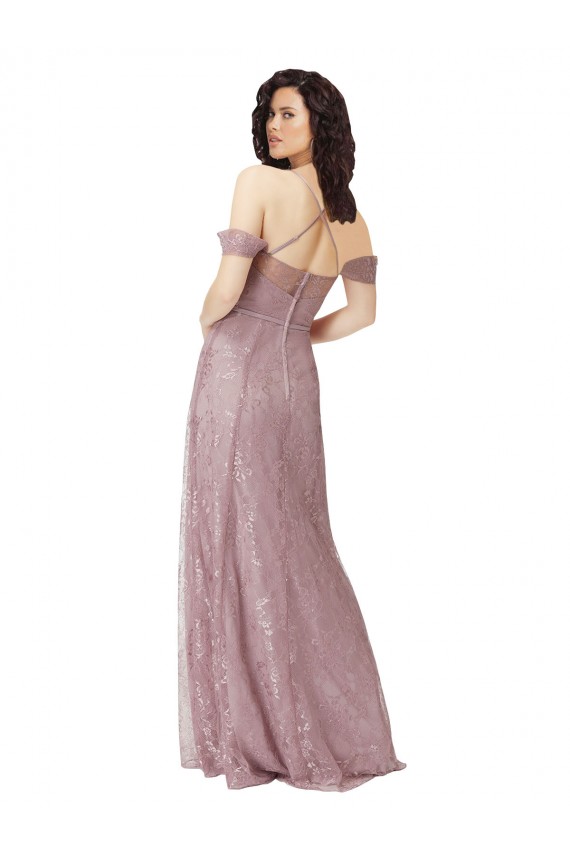 Long Sleeveless A-Line Keyhole Back Lace Bridesmaid Dress Leeds